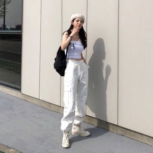 YESSTYLE WHITE CARGO PANTS